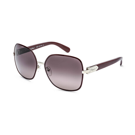 Women's Oversized Sunglasses // Bordeaux Gold + Gray-Red Gradient