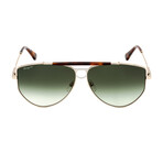 Salvatore Ferragamo Unisex Square Aviator Sunglasses // Gold + Green Gradient
