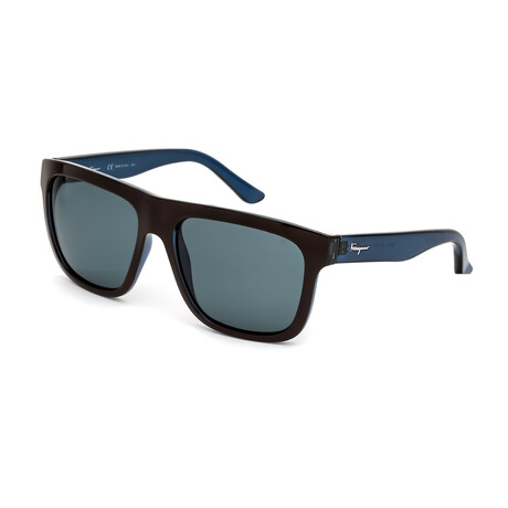 Salvatore Ferragamo Men's Retro Squared Sunglasses // Brown Denim + Blue