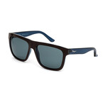Salvatore Ferragamo Men's Retro Squared Sunglasses // Brown Denim + Blue