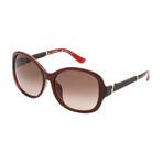 Salvatore Ferragamo Unisex Round Oversized Sunglasses // Red + Brown Gradient