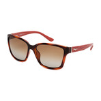 Salvatore Ferragamo Unisex Rectangle Sunglasses // Red Wood Havana + Brown Gradient