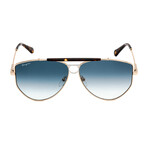 Salvatore Ferragamo Unisex Square Aviator Sunglasses // Gold + Blue