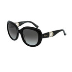 Salvatore Ferragamo Unisex Round Oversized Sunglasses // Black + Smoke Gradient