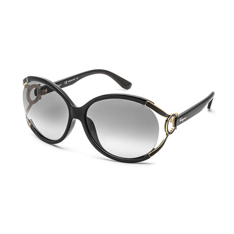 Salvatore Ferragamo Women's Round Oversized Sunglasses // Black + Gray Gradient