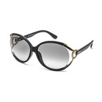 Salvatore Ferragamo Women's Round Oversized Sunglasses // Black + Gray Gradient