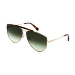 Salvatore Ferragamo Unisex Square Aviator Sunglasses // Gold + Green Gradient
