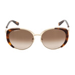 Salvatore Ferragamo Women's Round Cat-Eye Sunglasses // Gold Tortoise + Brown Gradient