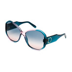Salvatore Ferragamo Women's Oversized Round Sunglasses // Blue Antique Rose + Blue Rose Gradient