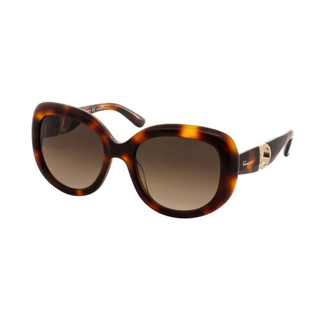Unisex Round Oversized Sunglasses // Tortoise + Brown Gradient