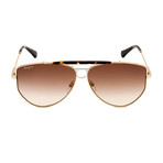 Salvatore Ferragamo Unisex Square Aviator Sunglasses // Gold + Brown Gradient