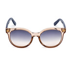 Salvatore Ferragamo Women's Classic Round Sunglasses // Crystal Beige + Light Gray Gradient