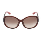 Salvatore Ferragamo Unisex Round Oversized Sunglasses // Red + Brown Gradient
