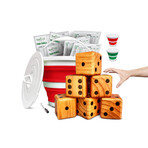 Yardzee + Farkle + Collapsible Bucket // 3.5" Dice // Red