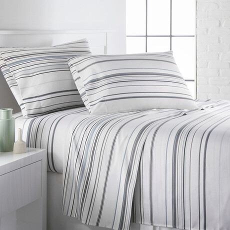 Coastal Stripes Sheet Set // Coastal Gray (California King)