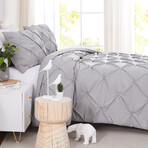 Pintuck Pinch Pleated Duvet Cover Set // Steel Gray (King / Cal King)