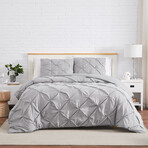 Pintuck Pinch Pleated Duvet Cover Set // Steel Gray (King / Cal King)