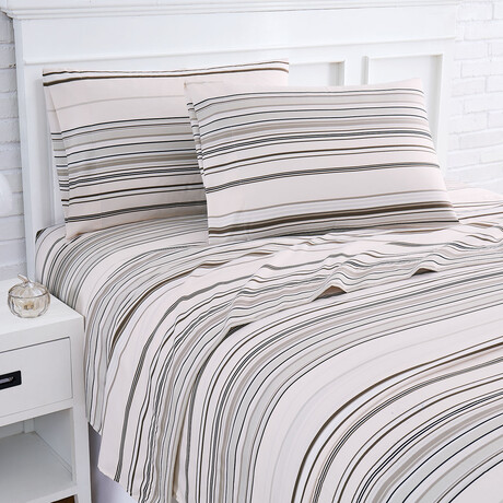 Coastal Stripes Sheet Set // Coastal Taupe (California King)