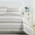 Coastal Stripes Oversized Quilt Sets // Coastal Stripe Taupe (King / California King)