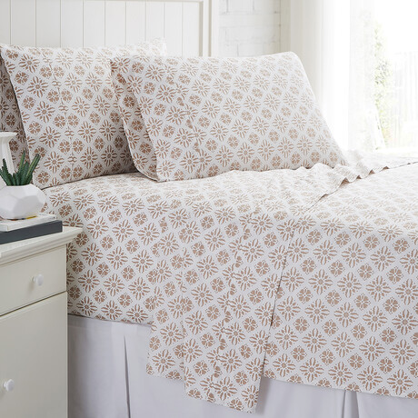 Aztec Dreams Extra Deep Pocket Cotton Sheet Set // Aztec Dreams Taupe // Full