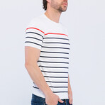 Striped Knitwear T-Shirt // White (2XL)