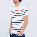 Striped Knitwear T-Shirt // White (2XL)