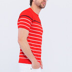 Striped Knitwear T-Shirt // Red (L)