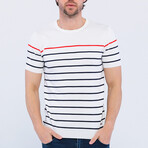 Striped Knitwear T-Shirt // White (2XL)