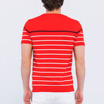 Striped Knitwear T-Shirt // Red (S)