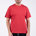 Matt O Neck Oversize T-Shirt // Red (XL)