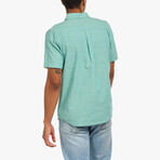 Hughes Short Sleeve Button Up Shirt // Dusty Turquoise Spray (2XL)
