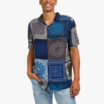 Bishop Bandana Short Sleeve Button Up Camp Shirt // Dark Blue (XS)
