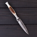 Damascus Toothpick Antler Dagger