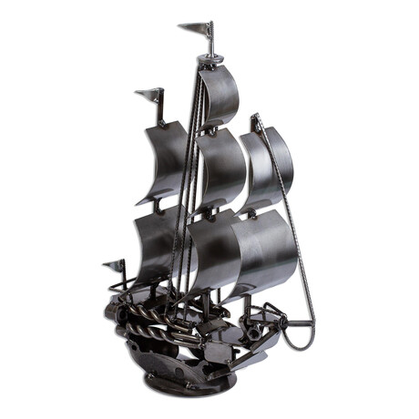 Rustic Ship Recycled Auto Parts Sculpture