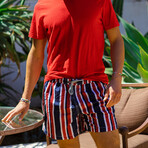 5.5" Swim Trunks // Red + Navy Striped (XL)