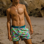 4.5" Swim Trunks // Vintage Stretch // Bright Fireworks (L)