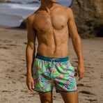 4.5" Swim Trunks // Vintage Stretch // Bright Fireworks (L)