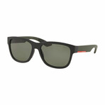 Men's Lifestyle Rectangle Sunglasses // Matte Black + Green