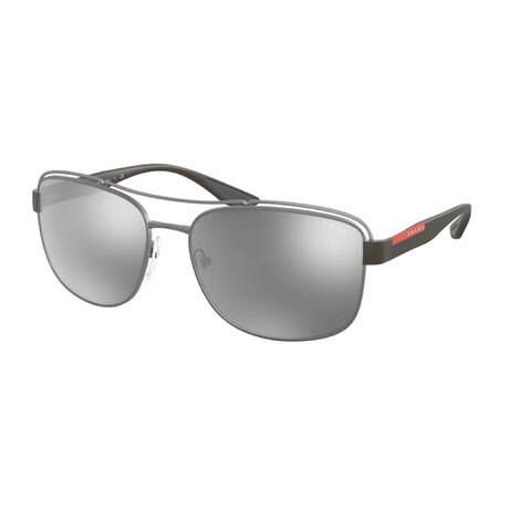 Men's Prada Pillow Sunglasses // Gunmetal + Light Gray + Silver