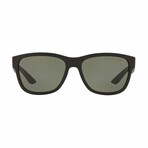 Men's Lifestyle Rectangle Sunglasses // Matte Black + Green