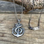 Anchor Snake Gothic Necklace Style 2 // Silver (Chain Length: 20")