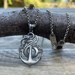 Anchor Snake Gothic Necklace Style 2 // Silver (Chain Length: 20")