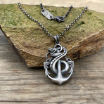 Anchor Snake Gothic Necklace Style 2 // Silver (Chain Length: 20")