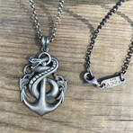 Anchor Snake Gothic Necklace Style 2 // Silver (Chain Length: 20")