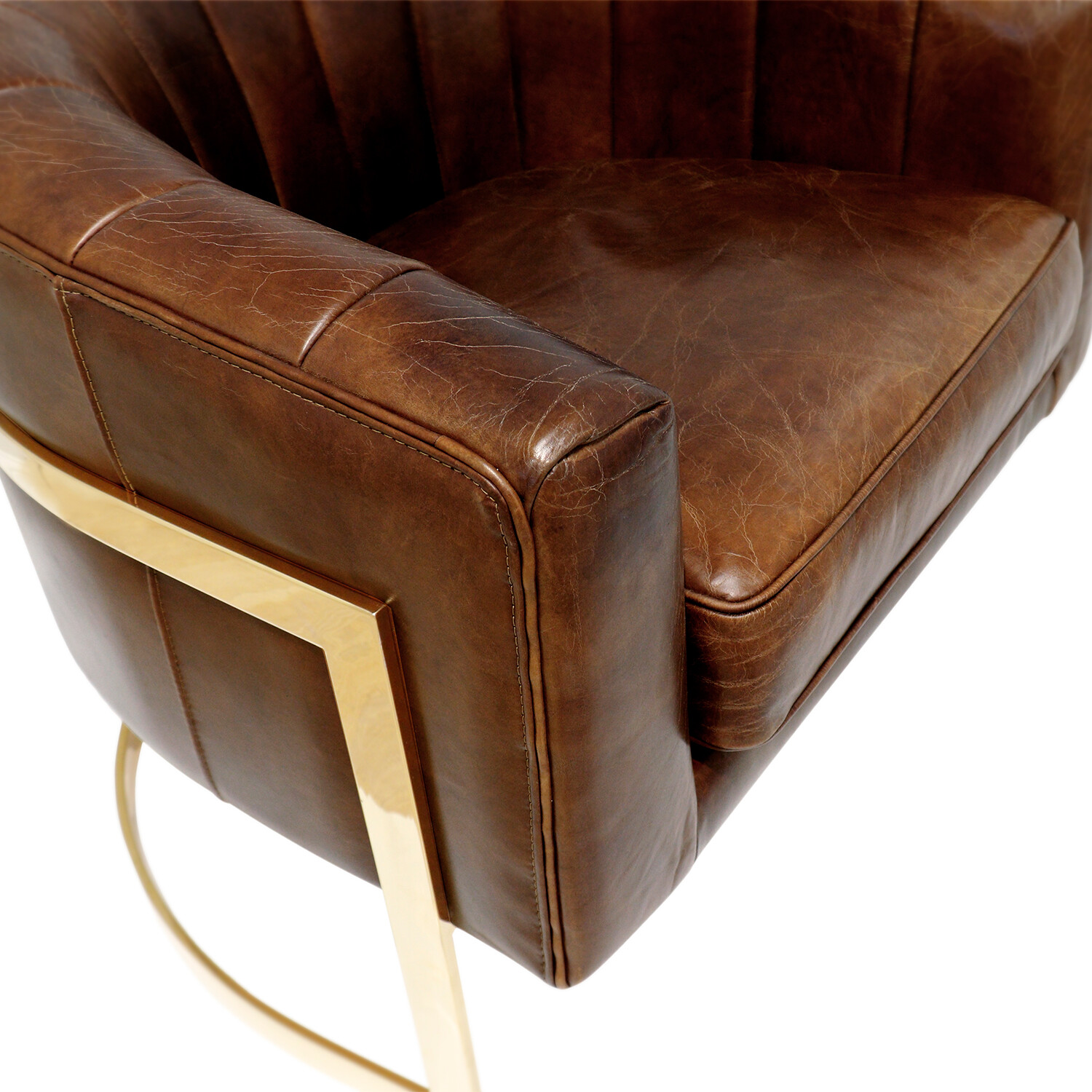 Rodeo Collection // Top Grain Leather Barrel Chair Pasargad Touch