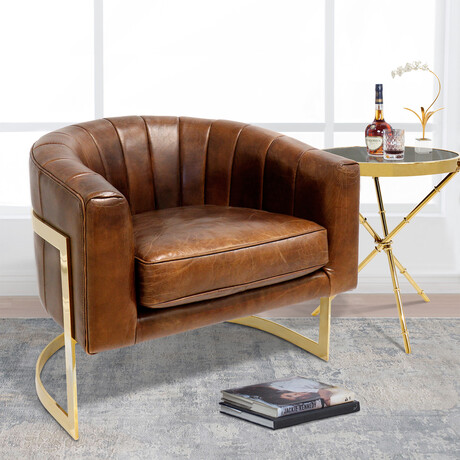 Rodeo Collection // Top Grain Leather Barrel Chair