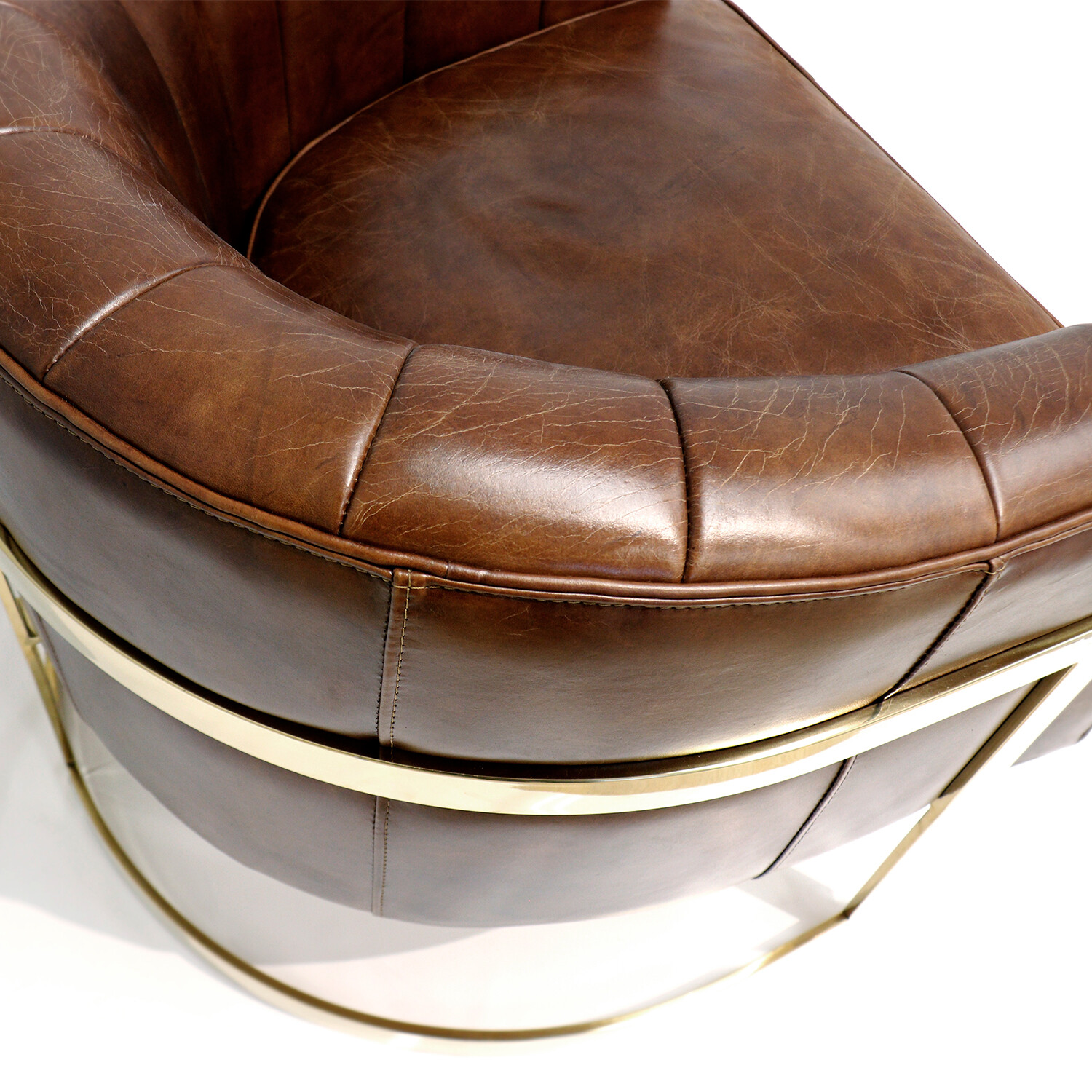 Rodeo Collection // Top Grain Leather Barrel Chair Pasargad Touch