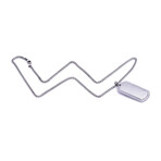 Polished Stainless Steel CZ Dog Tag Curb Chain Necklace // 24"