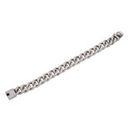 Pave CZ Polished Stainless Steel Miami Cuban Link Bracelet // 8.5"