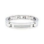 Double Row Polished Stainless Steel CZ Bangle Bracelet // 8.75"